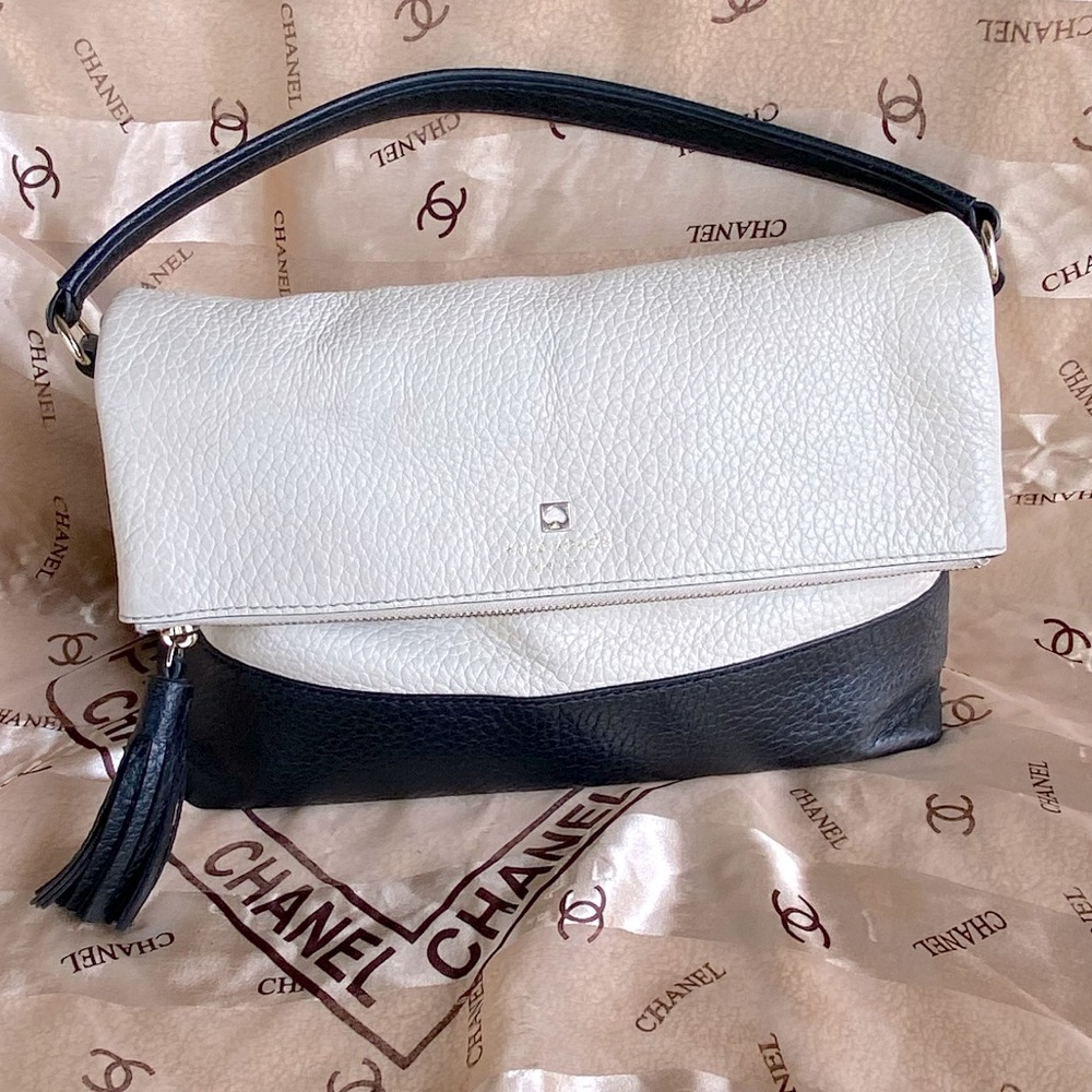 Kate Spade Navy Cream Pebble Leather Handbag